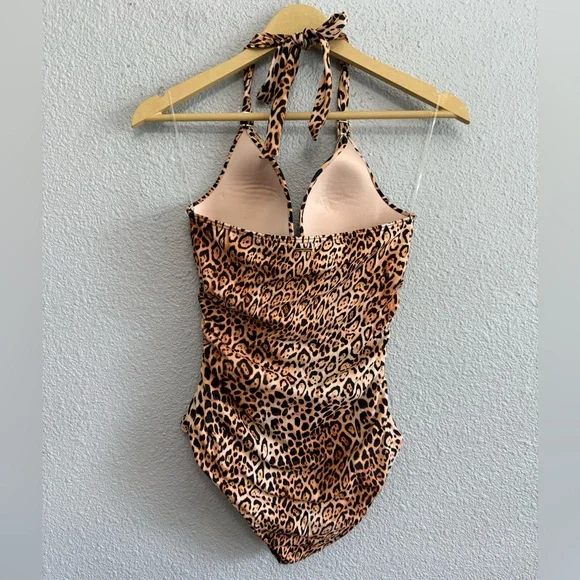 Victoria's‎ Secret The Forever Sexy Animal Print Halter Ruched Swimsuit Size Sm - Picture 6 of 7